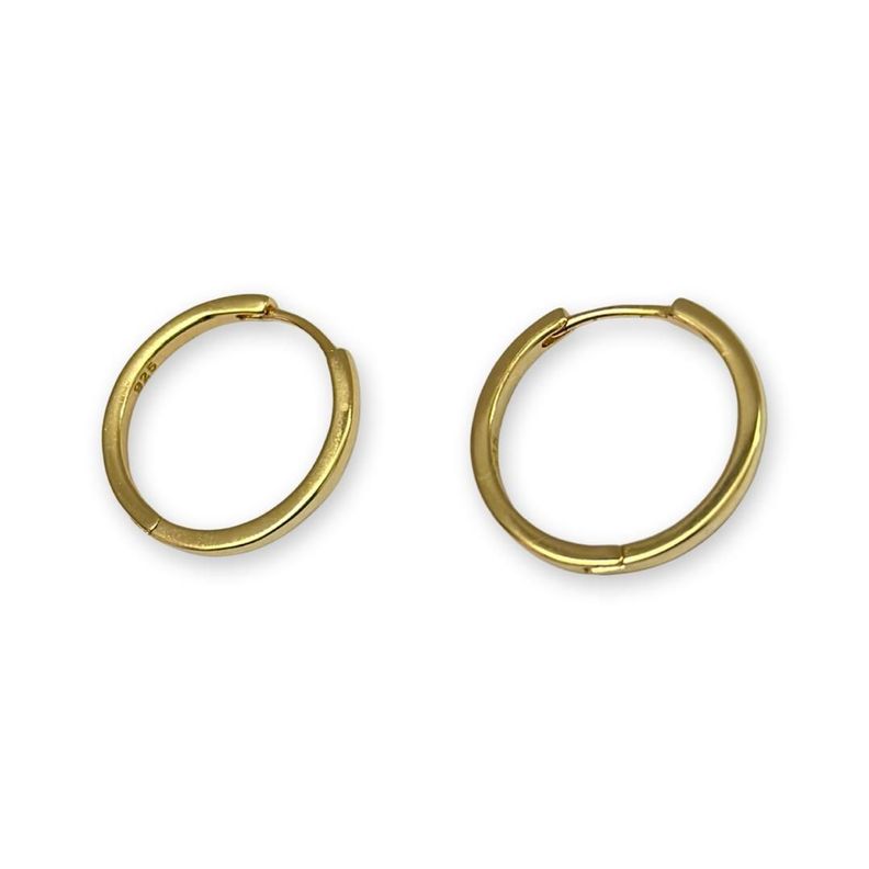 Aro Argolla Lisa Plana 22 Mm Plata Baño Oro -0