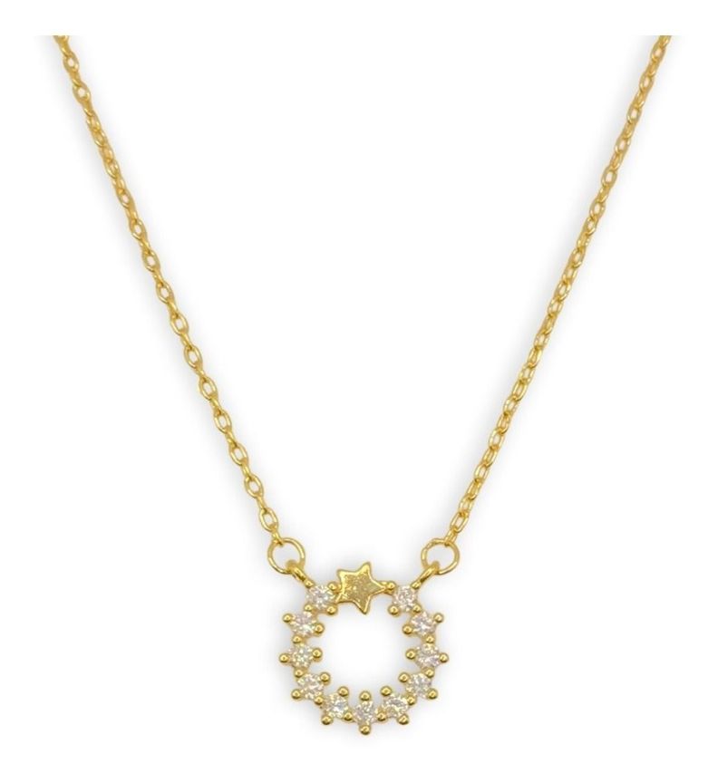 Collar Estrella Circones Plata Baño Oro-0