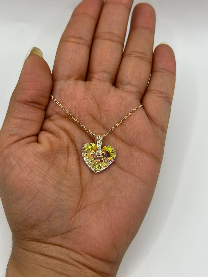 Collar Corazon Cristal Tornasol Baño Oro Rosa-1