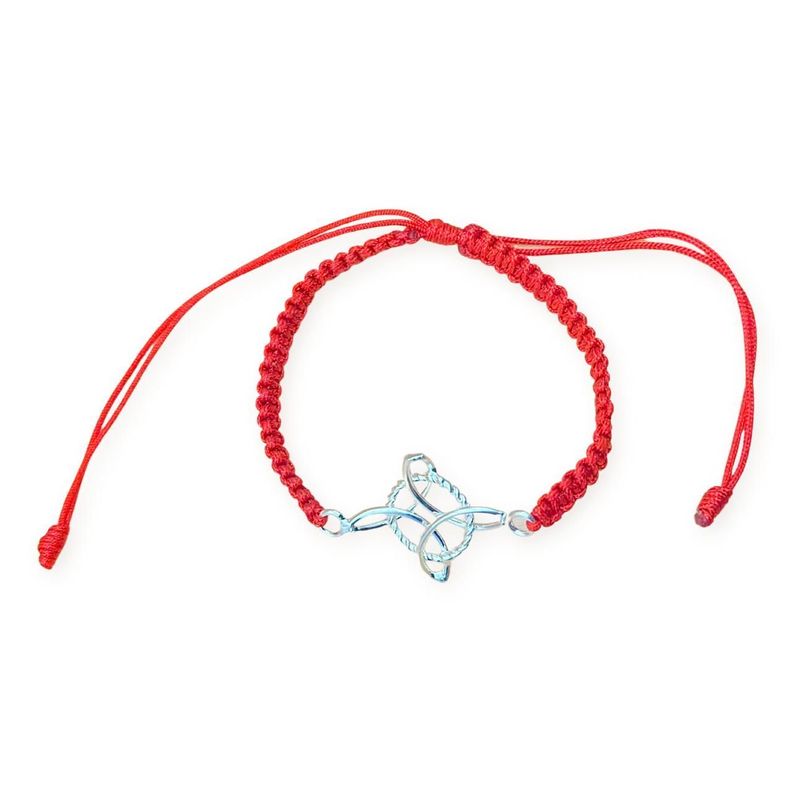 Pulsera Nudo De Bruja Hilo Rojo Protección Plata -0