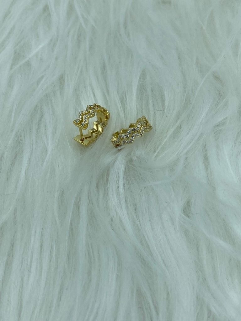 Aros Dama Argolla Doble Circones Plata S925 Baño Oro-3