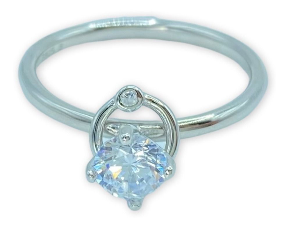 Anillo Solitario Alto Compromiso Circon Plata-0