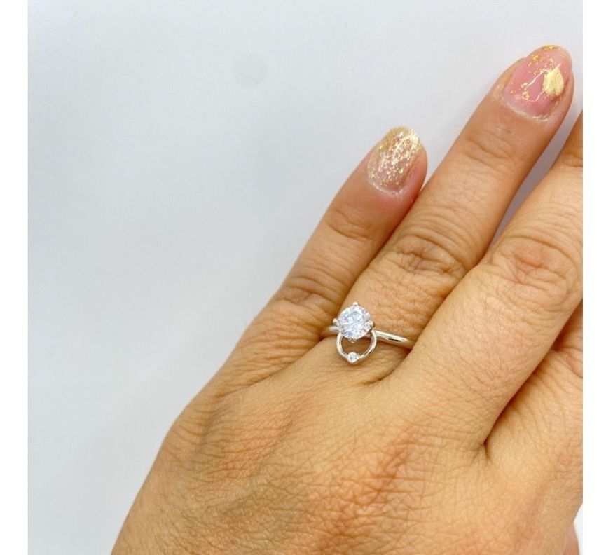 Anillo Solitario Alto Compromiso Circon Plata-2