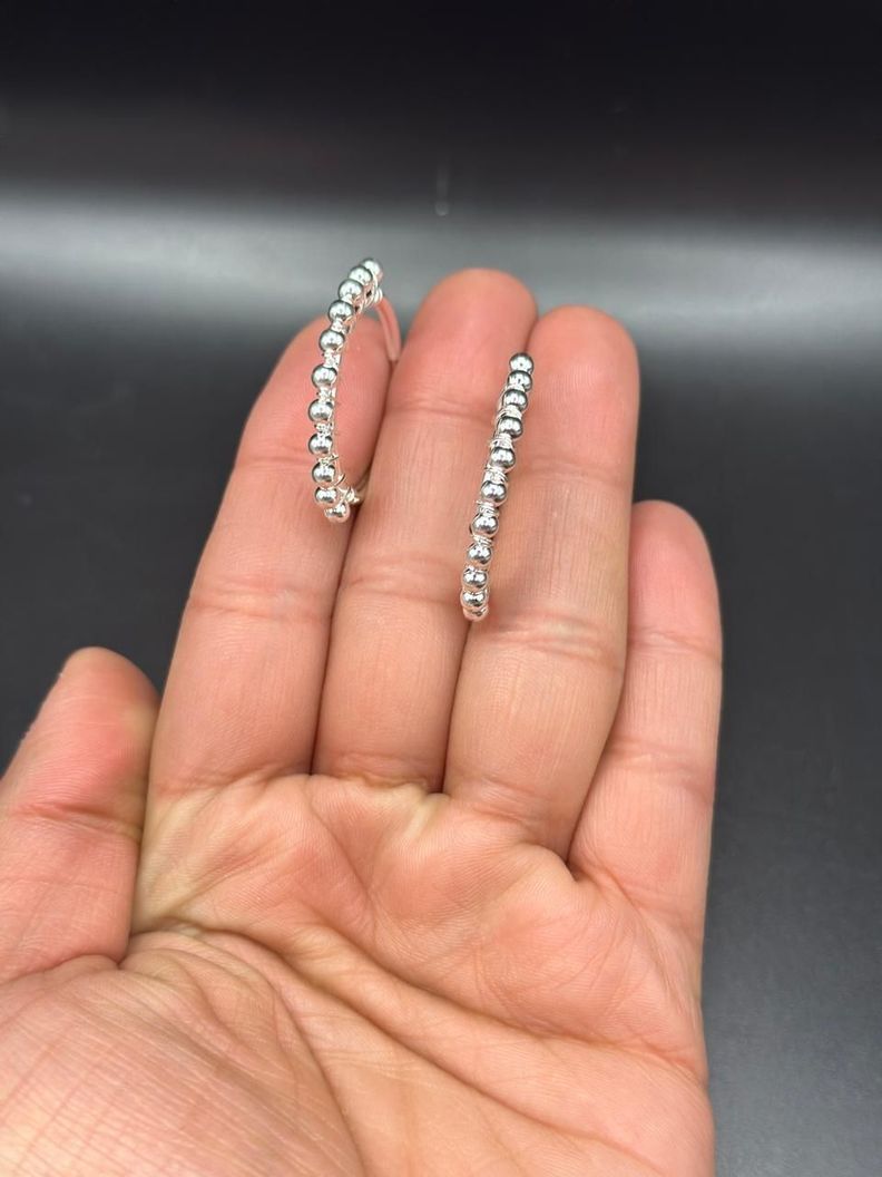 Aro Argolla Esferas Bolitas Pelotitas Mediana Plata Ley 925 mas caja de regalo-1
