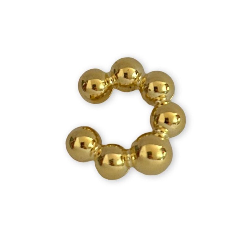 Aro Argolla Ear Cuff Bolitas Enchapada En Oro-0