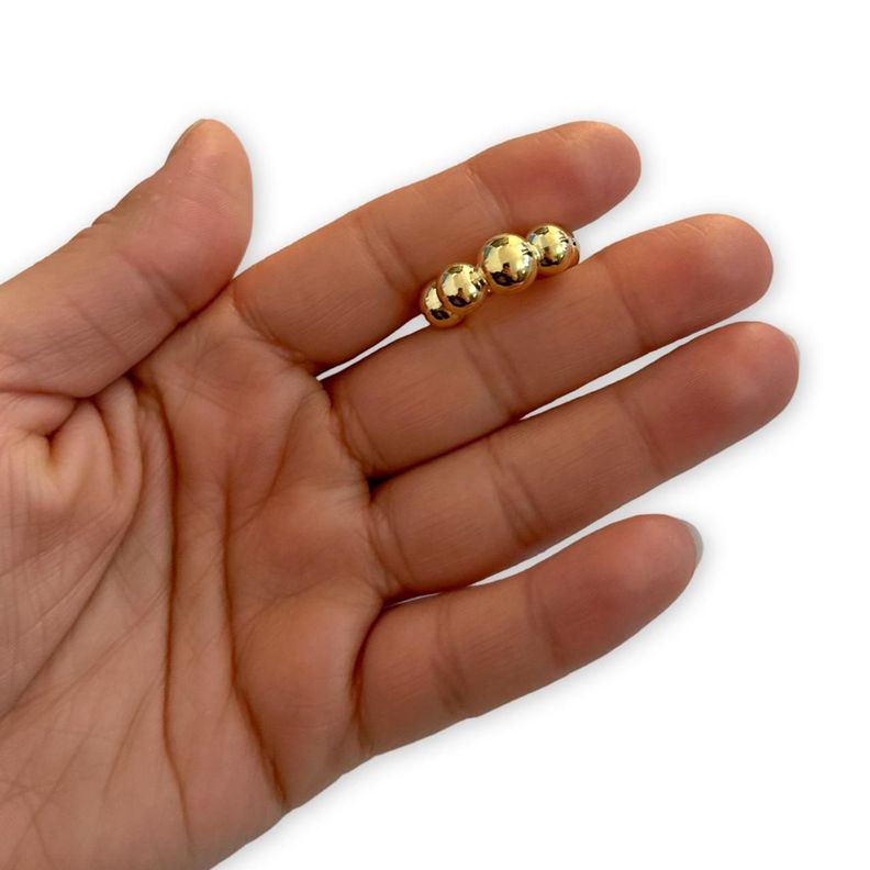 Aro Argolla Ear Cuff Bolitas Enchapada En Oro-1