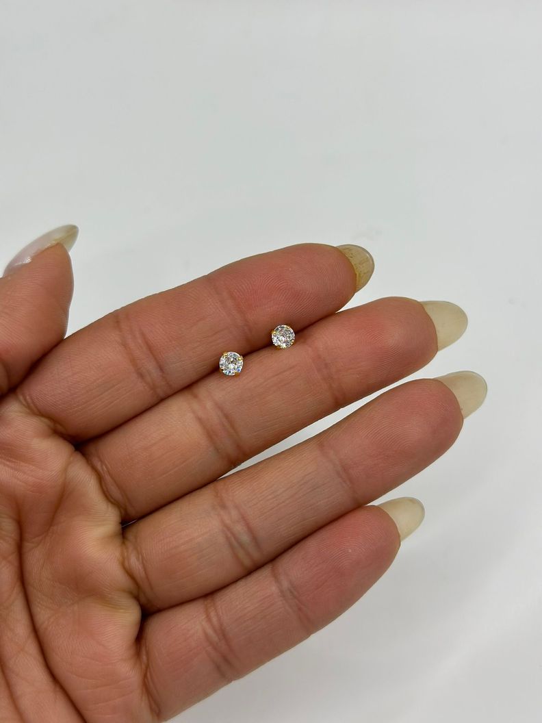 Aro Punto De Luz Circon 4 Mm Enchapado Oro-1