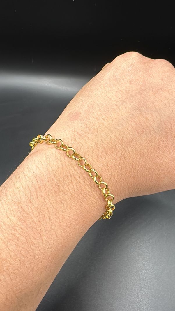 Pulsera Rolon Gruesa Broche Timon Enchapada Oro-1