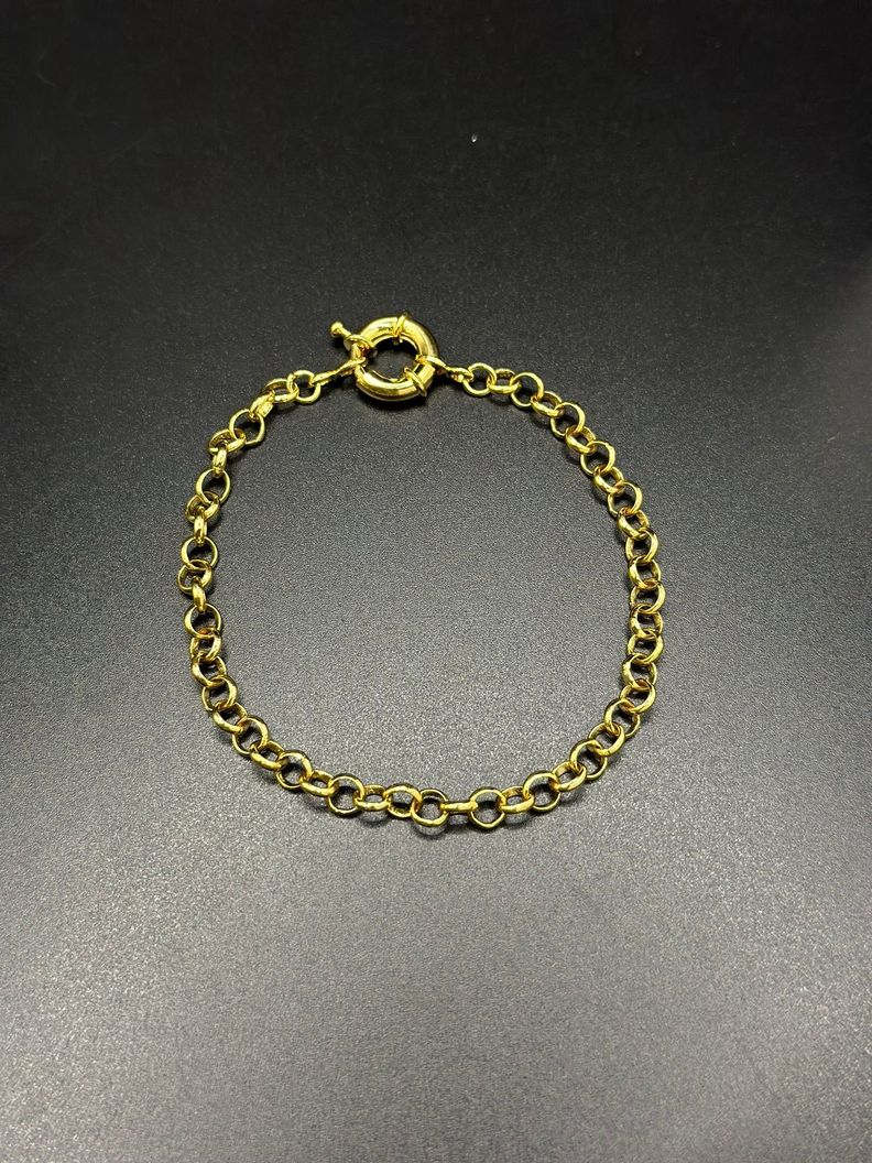 Pulsera Rolon Gruesa Broche Timon Enchapada Oro-2