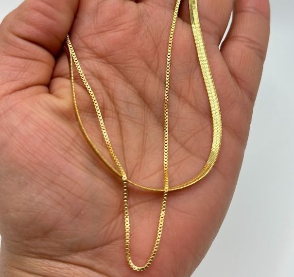 Collar Dama Cinta Doble Plata Baño Oro-1