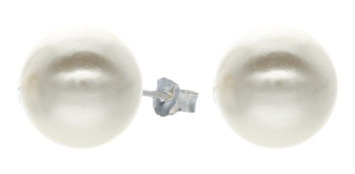 Aros Dama Perla Blanca 6 Mm Plata Italiana Ley 925-0