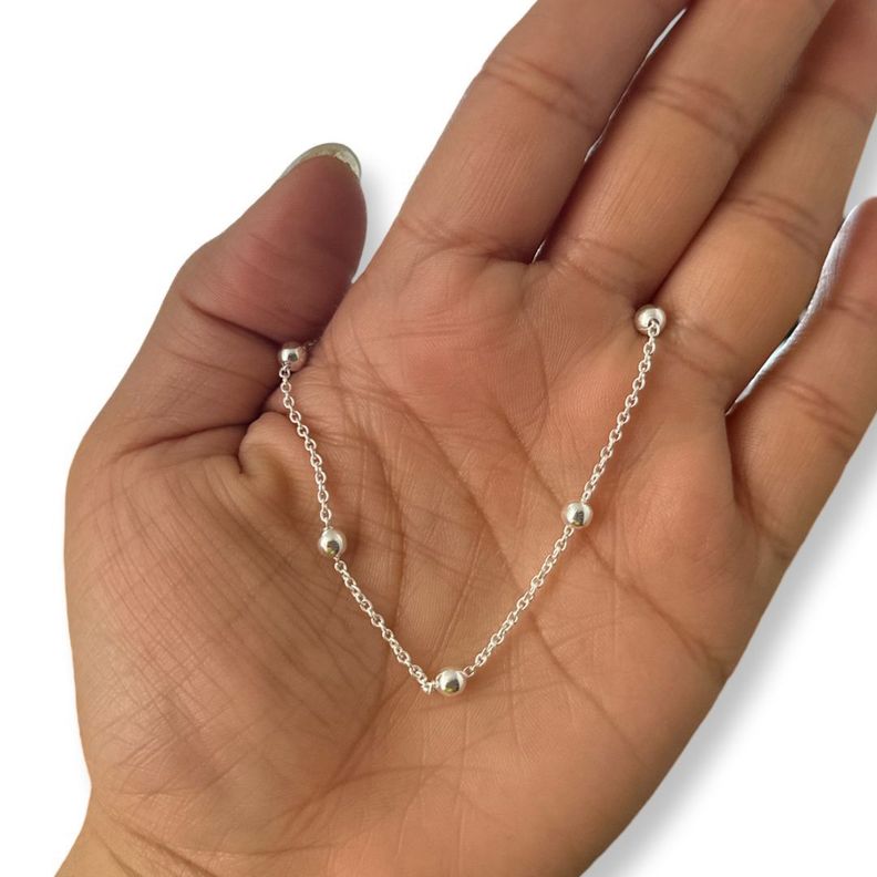 Pulsera Limada Esferas Plata-1