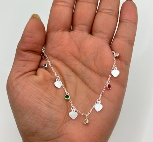 Collar Cadena Corazones Calados Circones Plata Fina 925-1