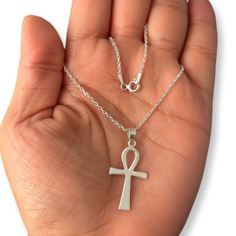 Collar Cruz Egipcia De Ankh Protección Plata 925-1