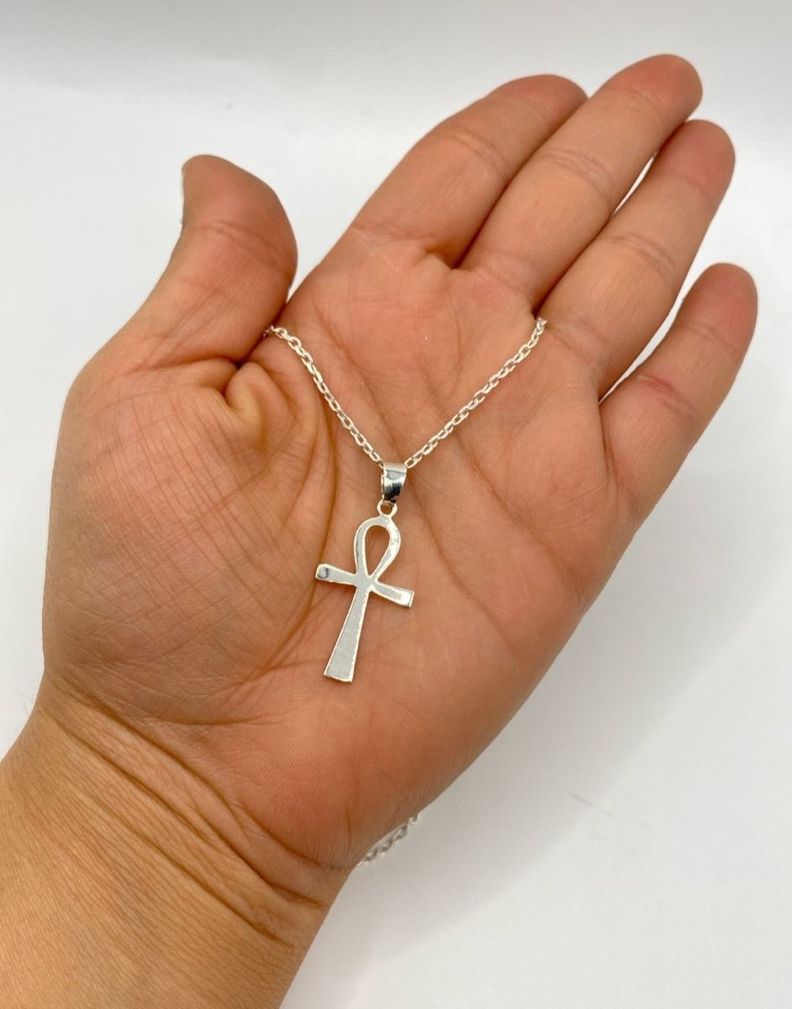 Collar Cruz Egipcia De Ankh Protección Plata 925-2