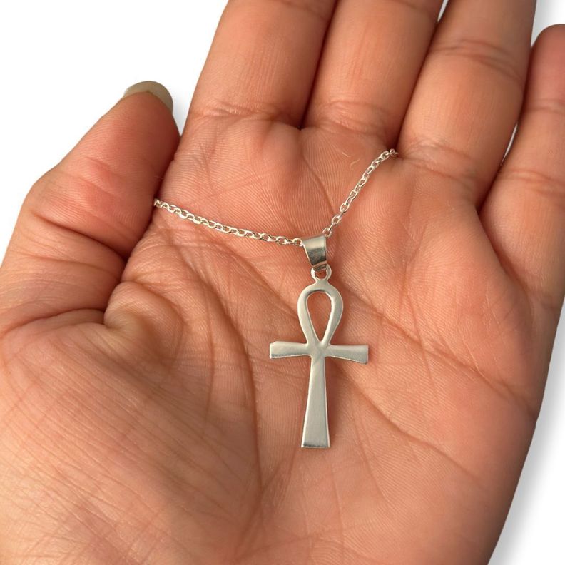 Collar Cruz Egipcia De Ankh Protección Plata 925-3