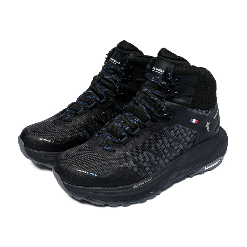 Botín Outdoor Impermeable Caña Alta Hombre Negro Azul Michelin Footwear Aw03-3