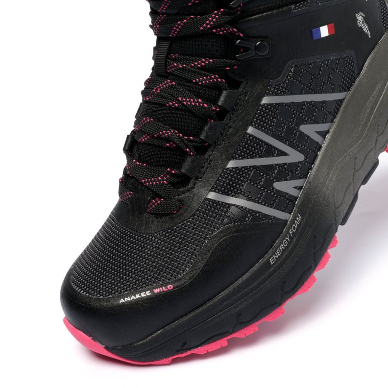 Botín Outdoor Impermeable Caña Alta Mujer Negro Fucsia Michelin Footwear Aw03-4