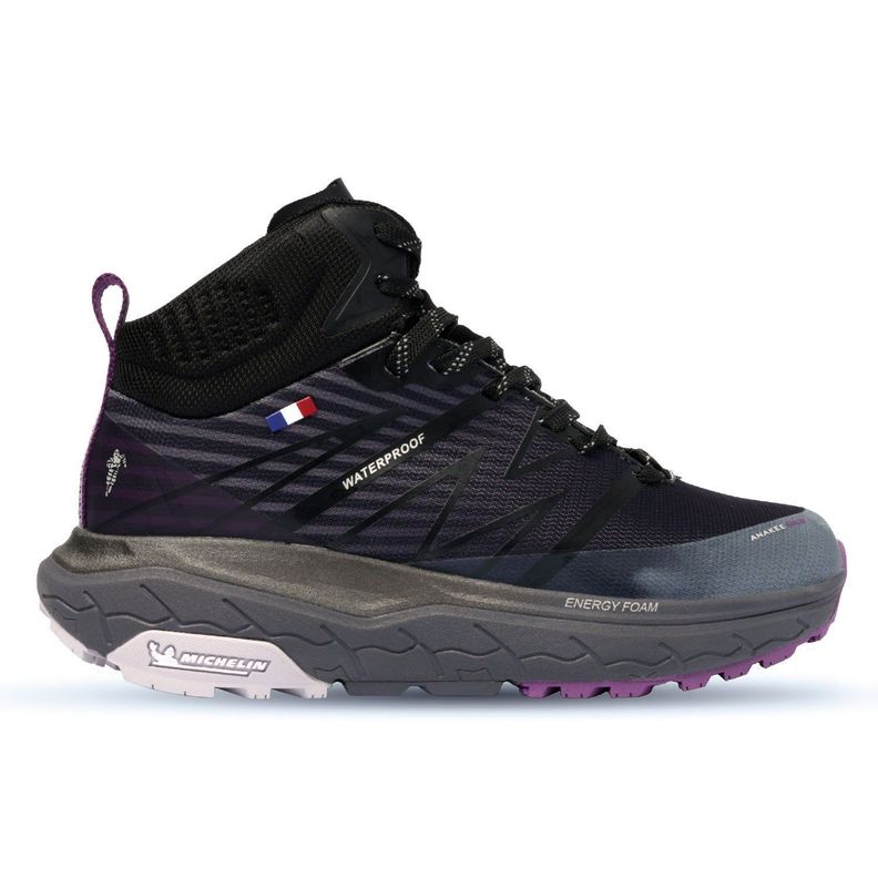Botín Outdoor Impermeable Caña Alta Mujer Negro Morado Michelin Footwear Aw04-0