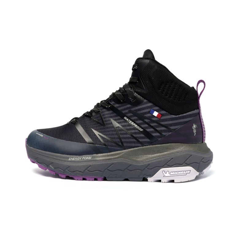 Botín Outdoor Impermeable Caña Alta Mujer Negro Morado Michelin Footwear Aw04-2