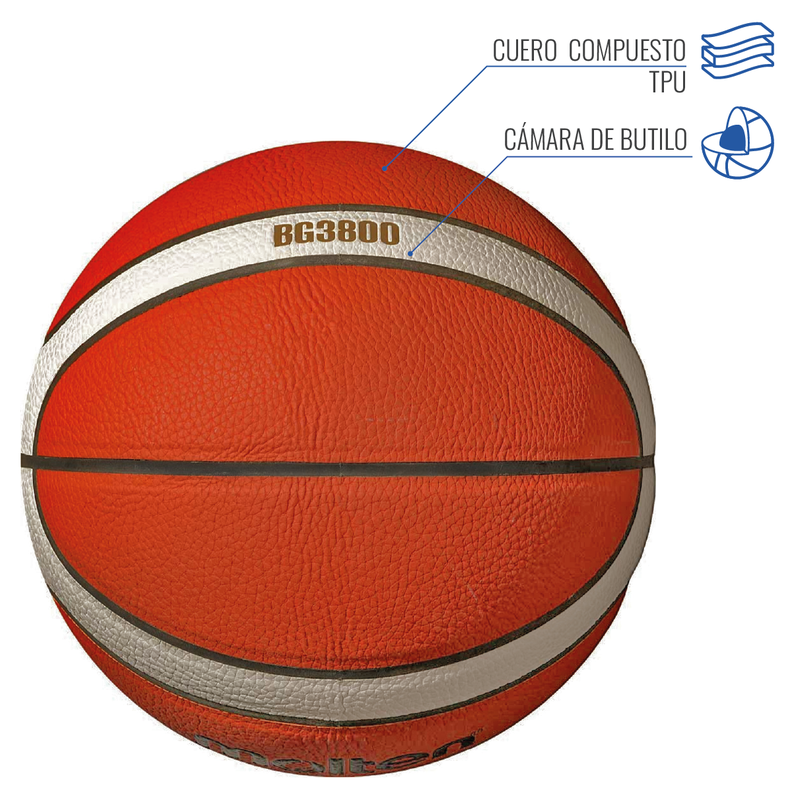 Balón de Básquetbol Molten BG3800-2 LNB Talla 7-3