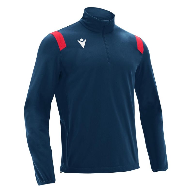 Polerón 1/4 Zipper Gange Macron Azul Marino-Rojo-1