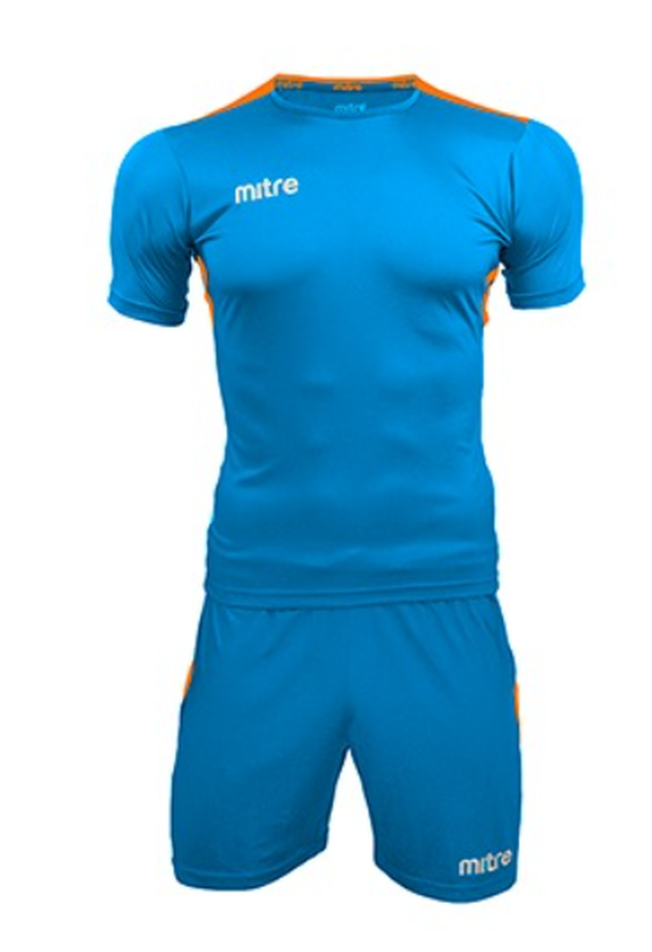 Uniforme futbol Manchester hombre Mitre Celeste Naranjo-0