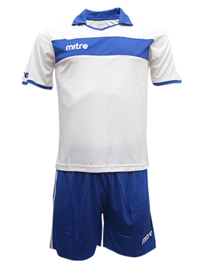 Uniforme de futbol London Jr Mitre blanco azulino-0