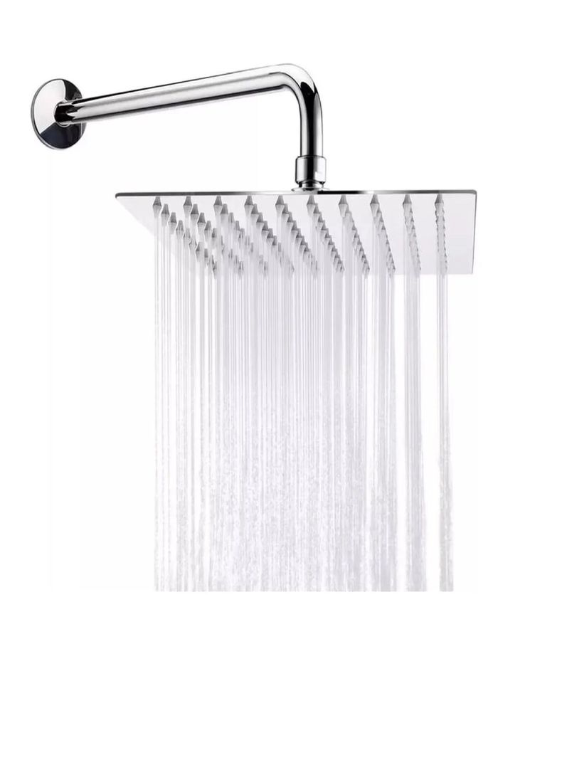 Brazo De Ducha 40cm + Plato De Ducha 25cm Acero Inox Taumm Plateado Metalico