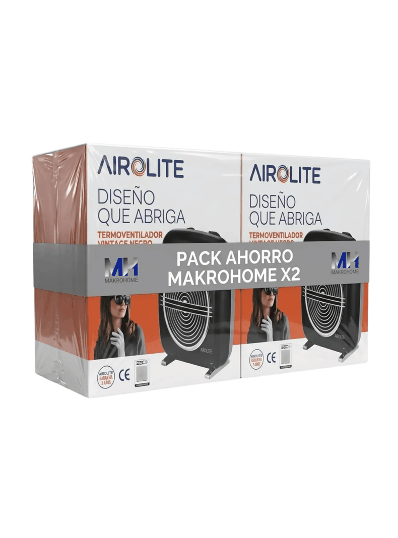 Pack X2 Termoventilador Vintage Ht2000b Estilo Cl sico Negro