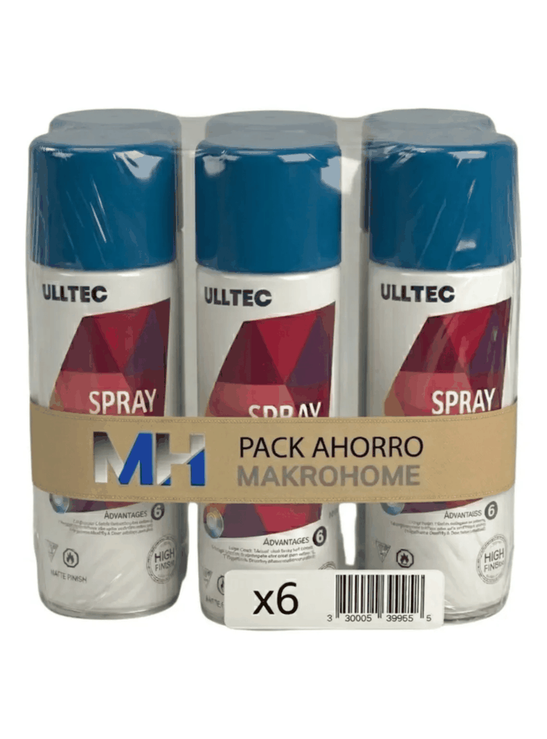 Pack X6 Pintura Spray Tela Madera Metal Plastico Vehicular AZUL