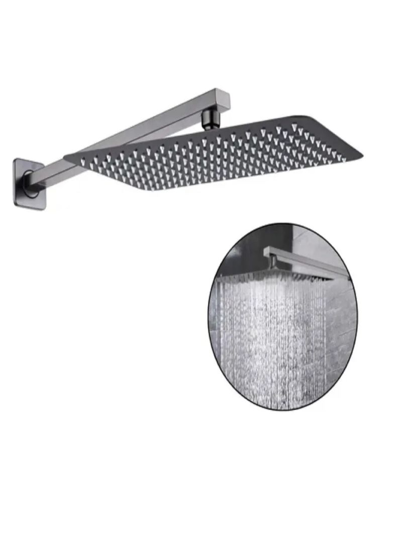 Brazo De Ducha 40cm + Plato De Ducha 20x30cm Gunmetal Taumm