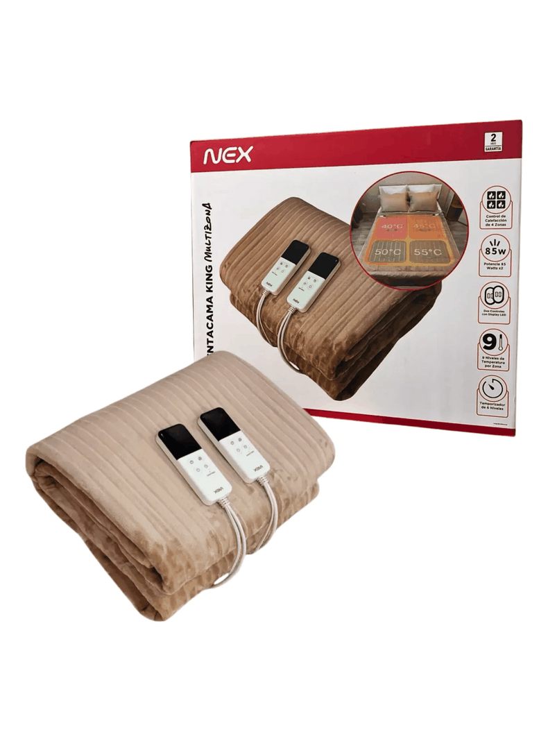 Nex Calientacamas King Multizona 9 Nivel Calor Y Doble Control