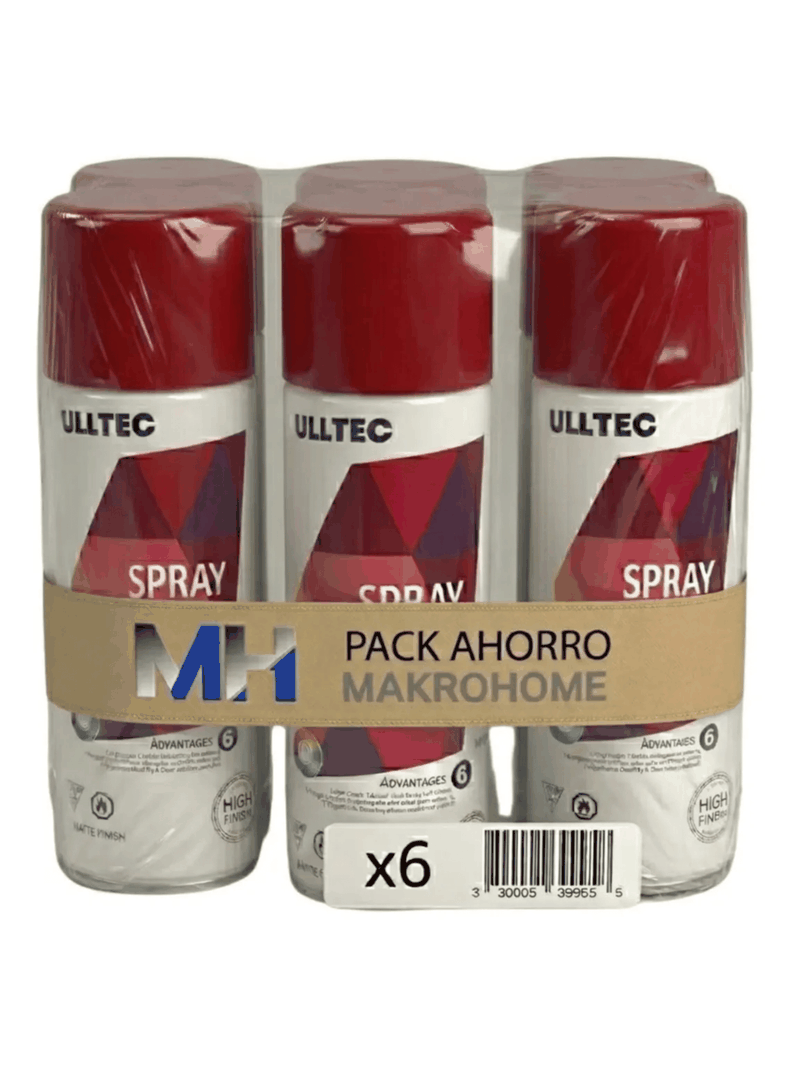 Pack X6 Pintura Spray Tela Madera Metal Plastico Vehicular ROJO SCARLET 23 Rojo Oscuro