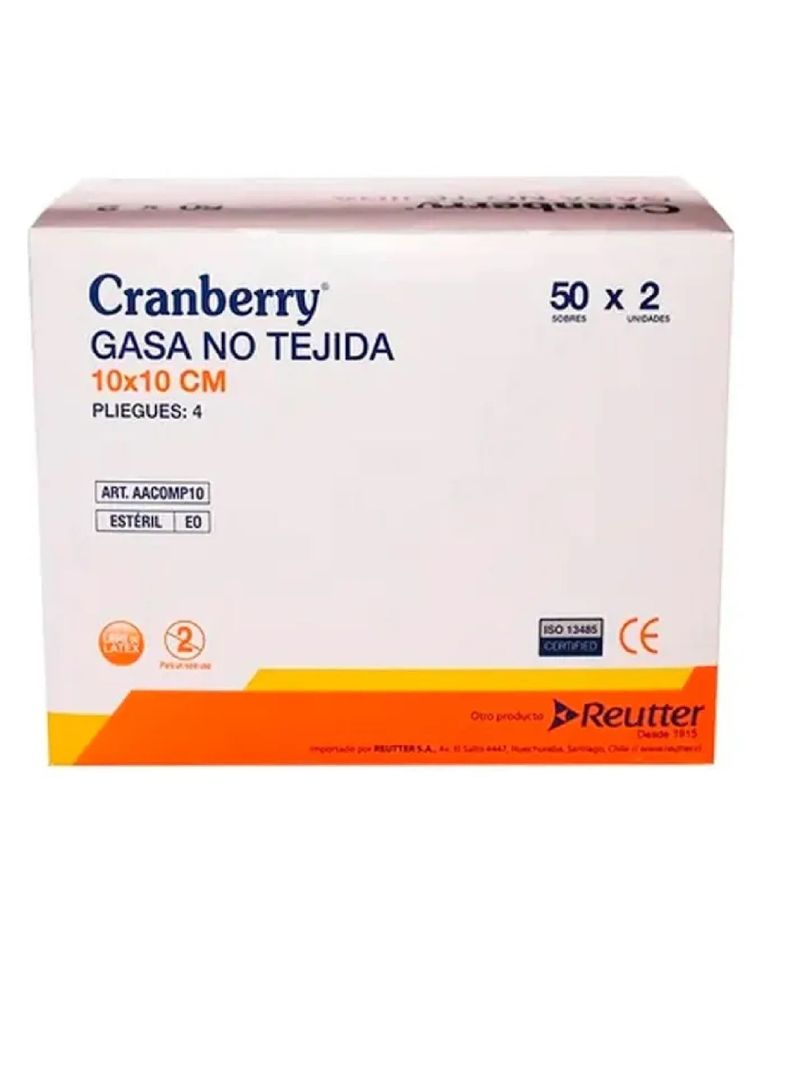 Gasa Esteril 10x10 Cm No Tejida 50 Unidades - Cranberry