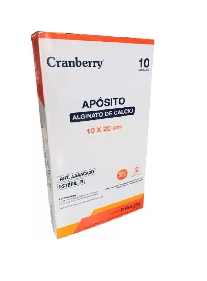 Aposito Alginato Calcio 10x20cm Cranberry Caja 10 Unidades