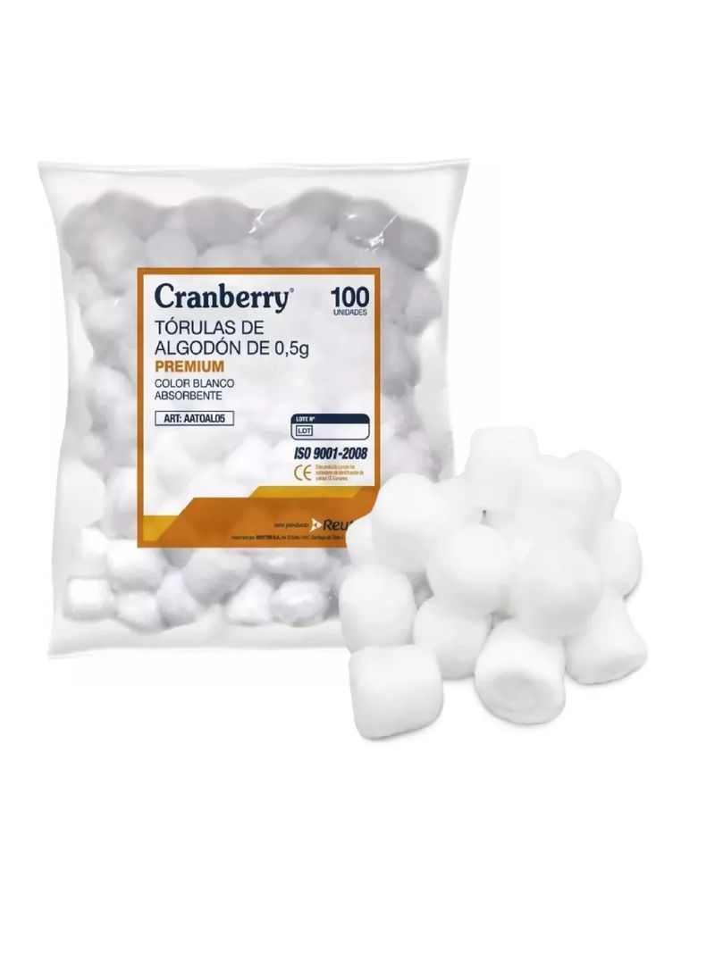Torulas De Algodon 0,5g Premium Cranberry Absorbentes 100uni
