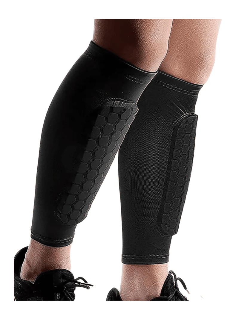 Pantorrilla Manga Compresion Espinillera Panal Futbol Deportivo Negro Talla S