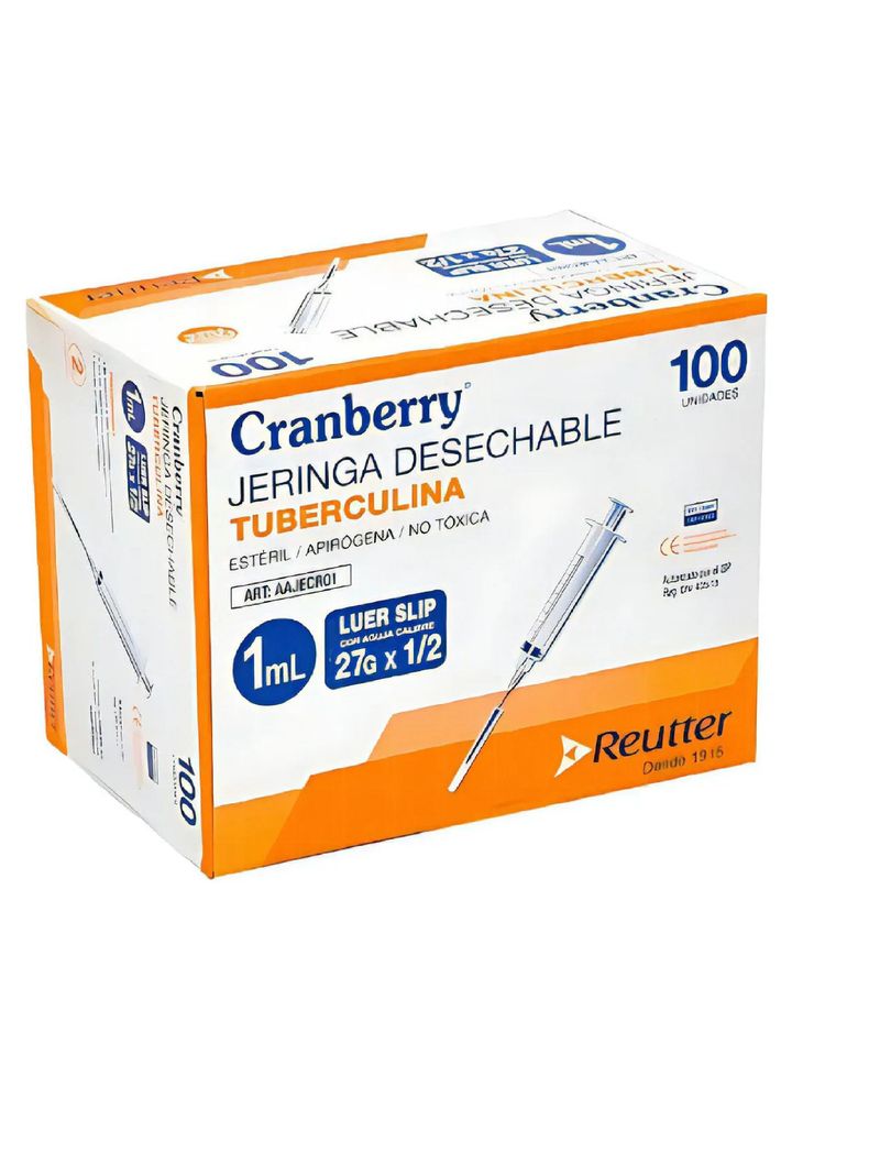 Jeringa Tuberculina 1cc Cj/ 100 Unidades Cranberry