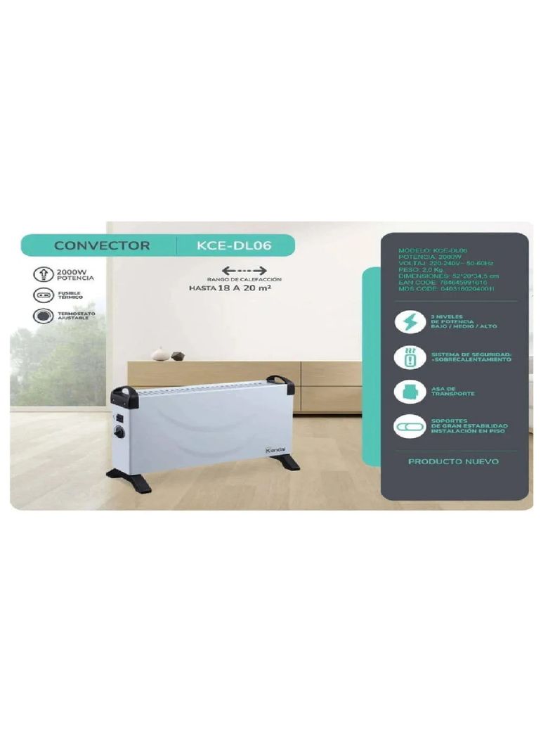 Convector Electrico Calefactor Estufa Kendal Kce-dl06 2000w-3