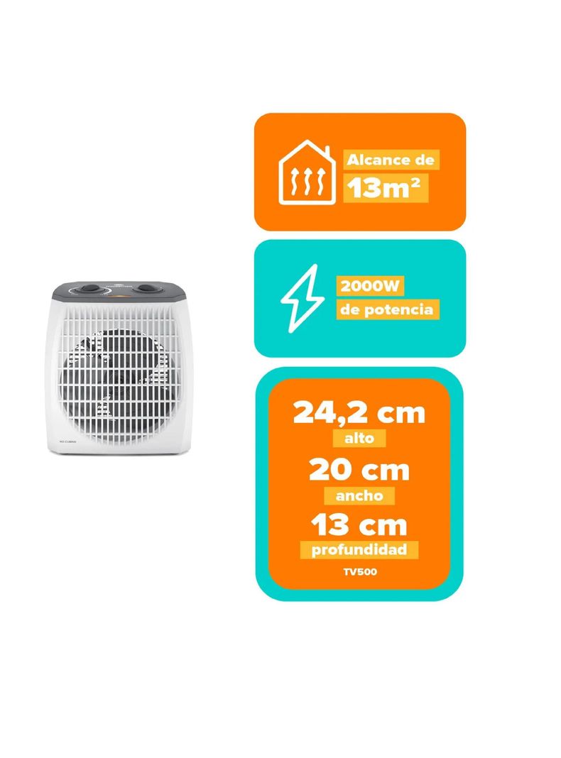 Turboventilador Mademsa 2 Velocidades 2000w Termostato Tv500-2