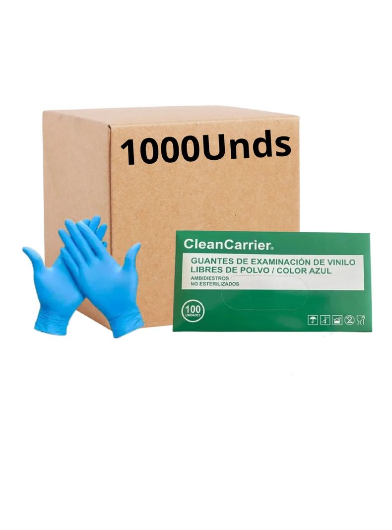 Guantes Vinilo Azul Cleancarrier Talla L Pack X 1000 Uds.
