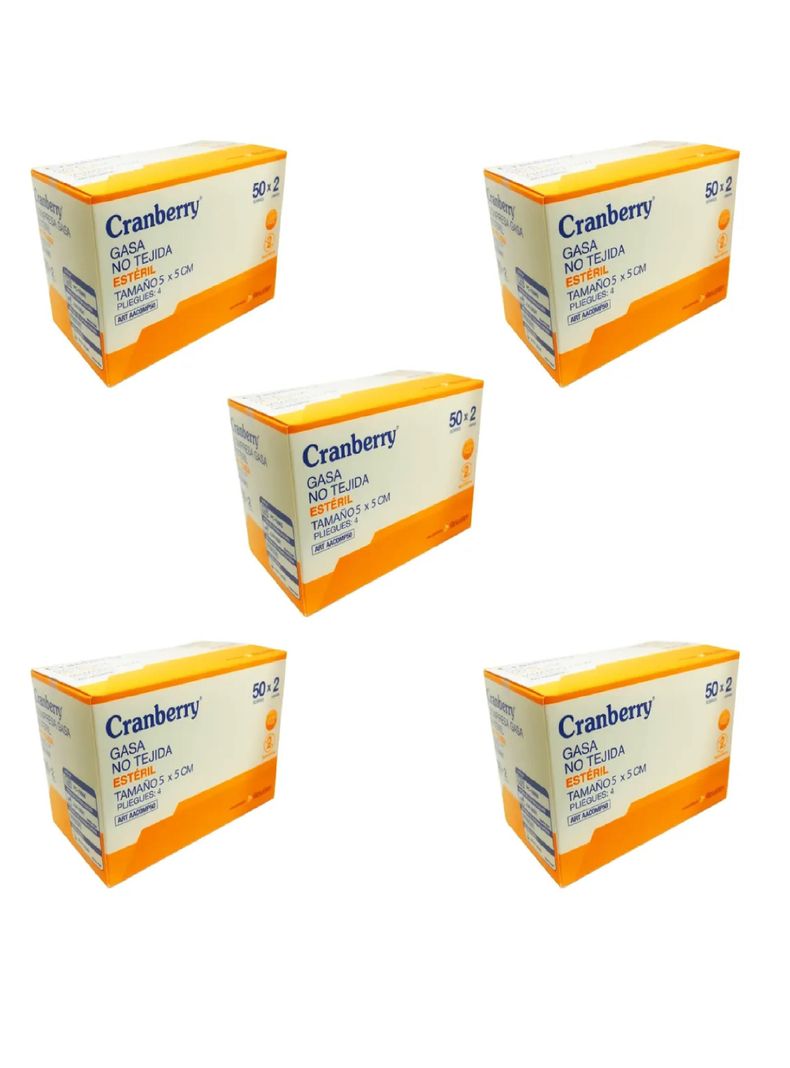 Cajas Gasa No Tejida Esteril 5x5 Cranberry (250 Sobres)