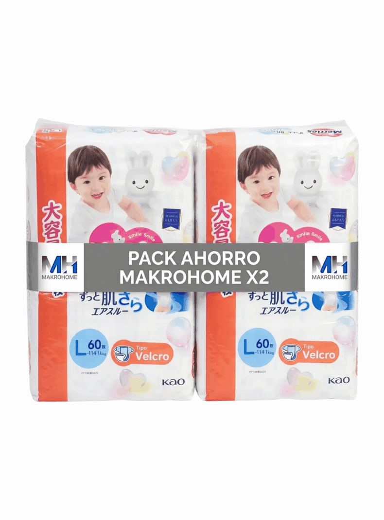 Pack 2 Pa ales Merries Talla L 120 Unidades Premium Japon s Blanco