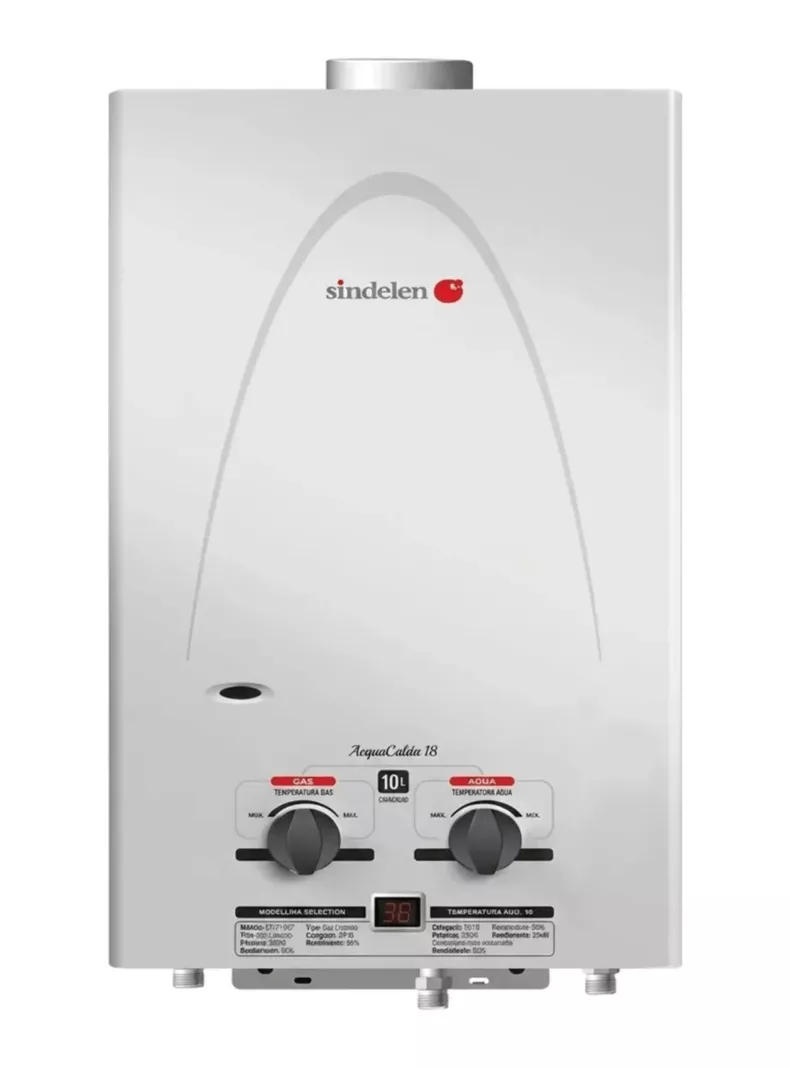 Calefont A Gas Licuado Sindelen 10 L Silver Digital Tiro Natural plateado
