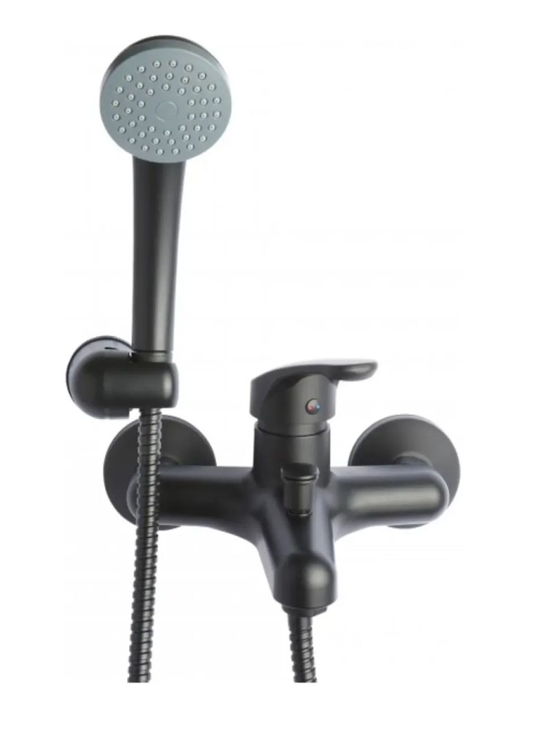 Monomando Tina Ducha Negro Mate Hoffens Allegra+kit Completo