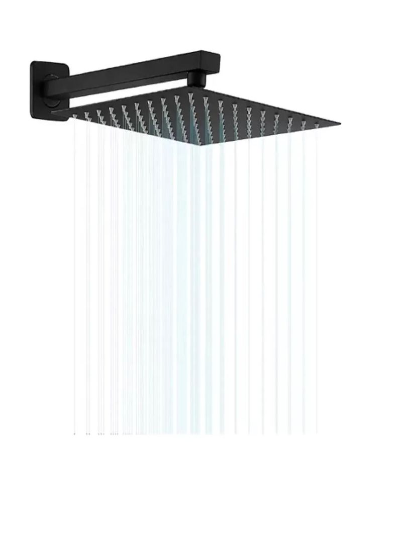 Plato Ducha Cuadrado Negro 25cm + Brazo 40 Cm Taumm Negro Mate