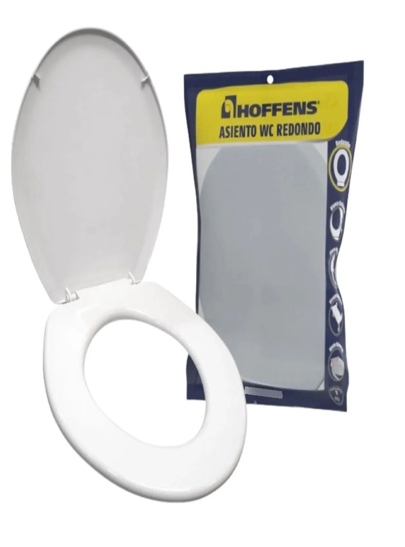 Asiento Wc Redondo Blanco Tapa Bano Universal Hoffen 40x37cm