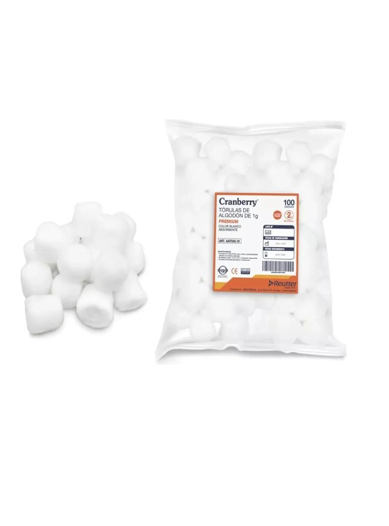 Torulas Algodon De 1g Premium Cranberry 100 Unidades