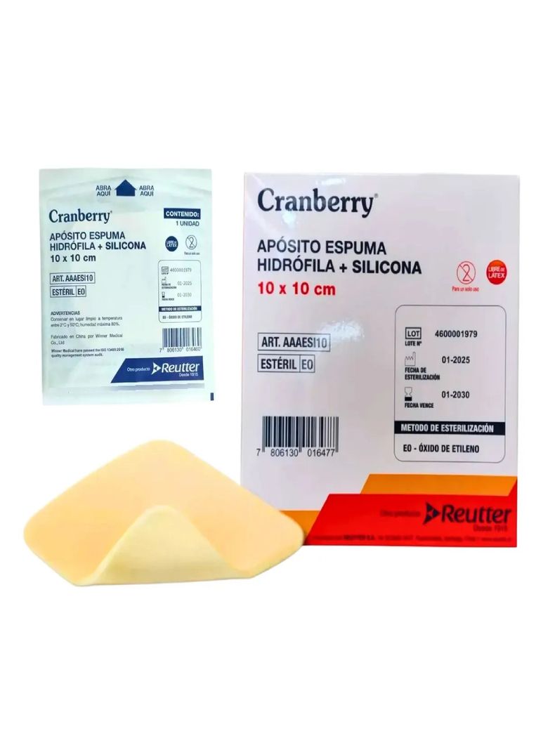 Aposito Espuma Hidrofila + Silicona 10x10 Cranberry Pack X10